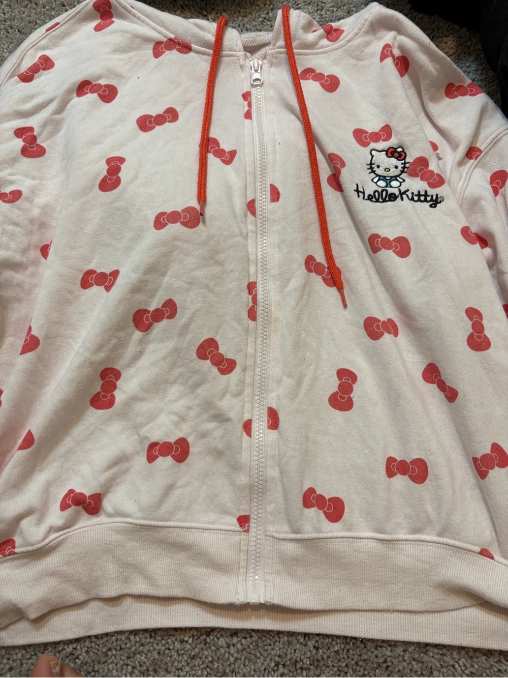 Hello Kitty Pink Bow-Print Zip Hoodie